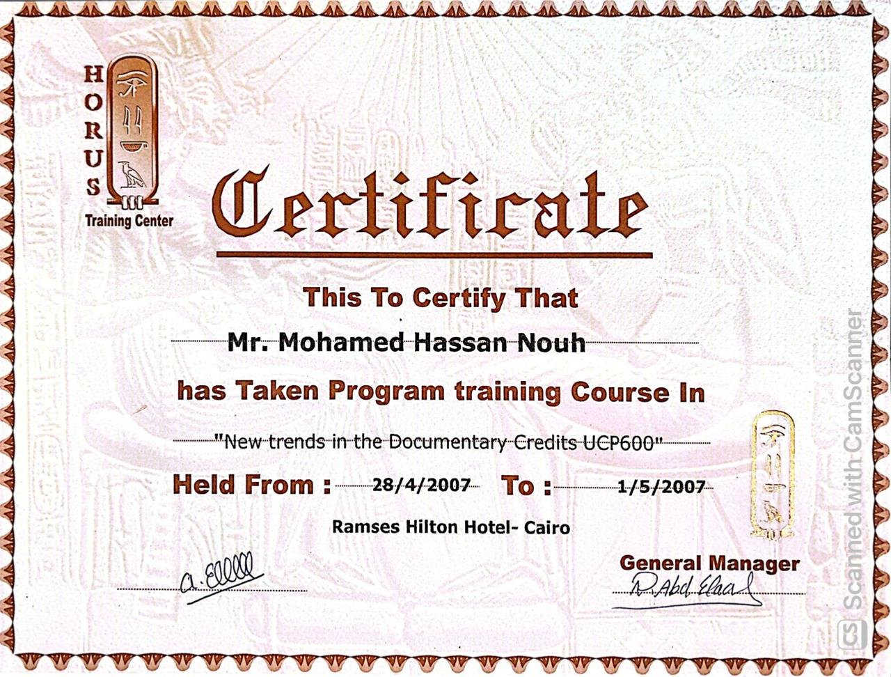 UCP600 Certificate